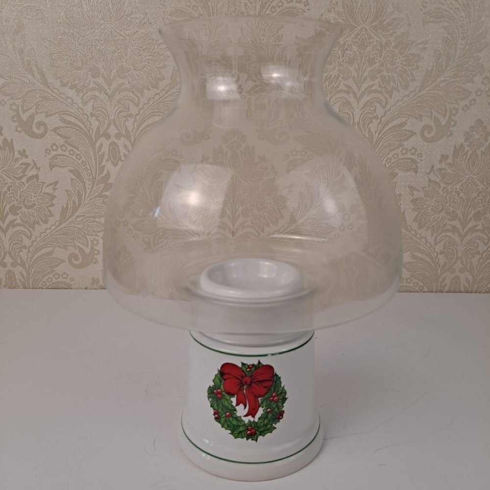 Osram Sylvania Christmas Tealight Votive Candle Holder Glass Lamp Wreath IOB